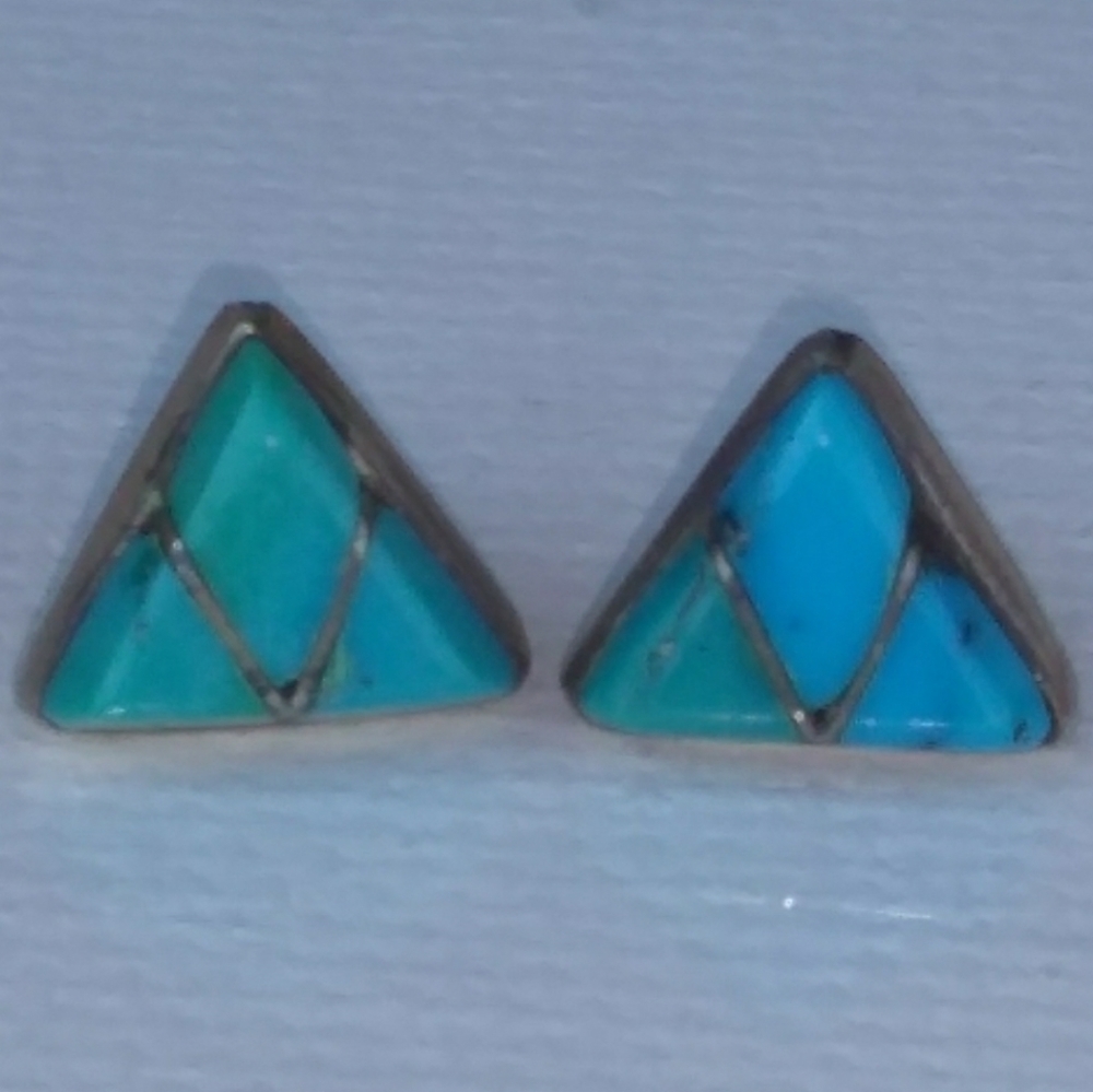 VINTAGE SouthWestern SterlingSilver Turquoise Stud - Picture 2 of 8